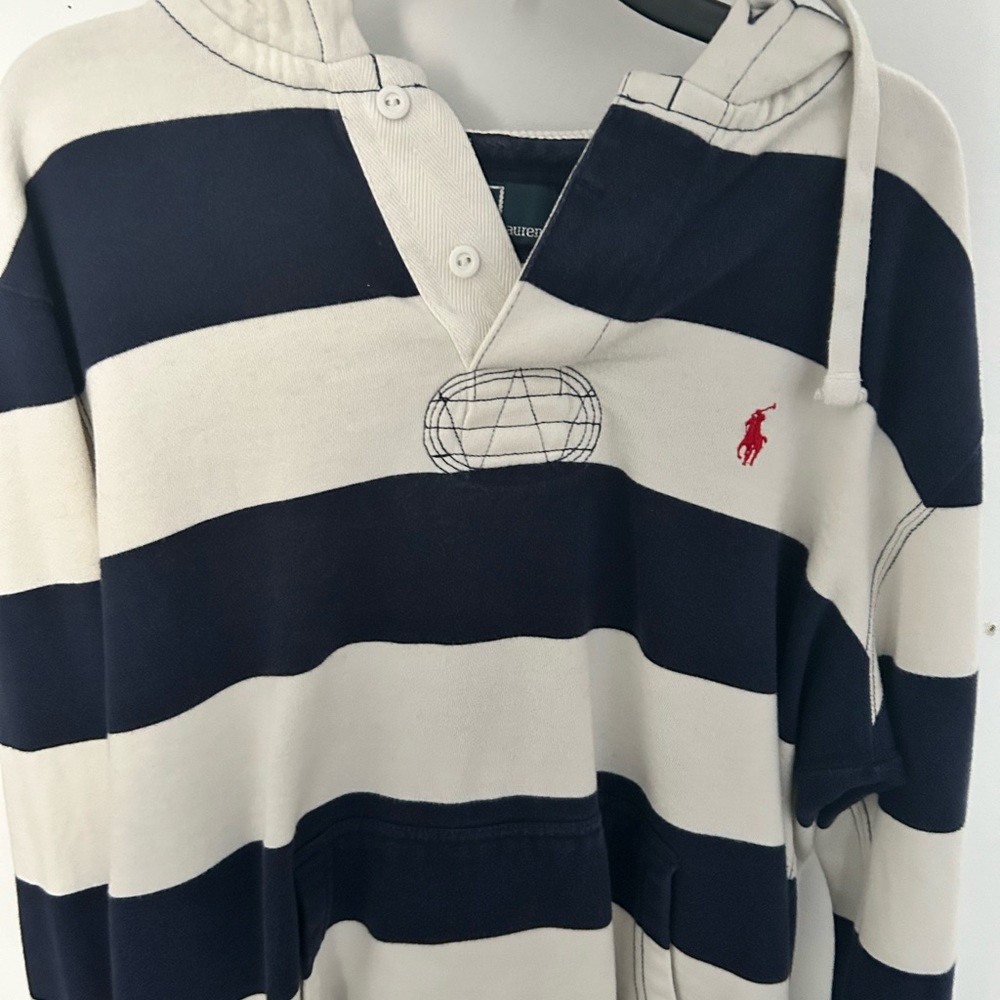 Ralph Lauren Navy and White Striped Hoodie